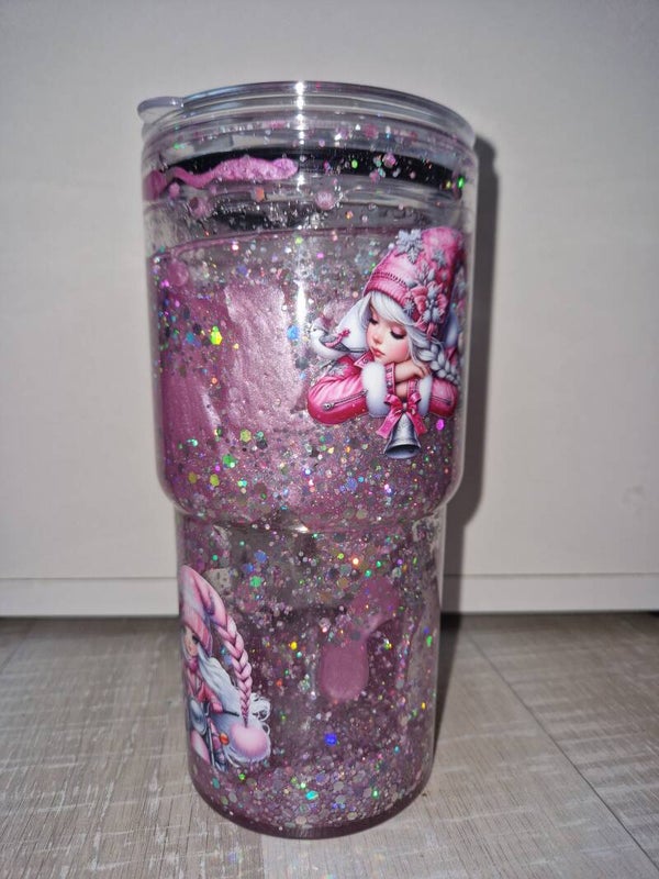 Gourde rose bonbon paillettes argent