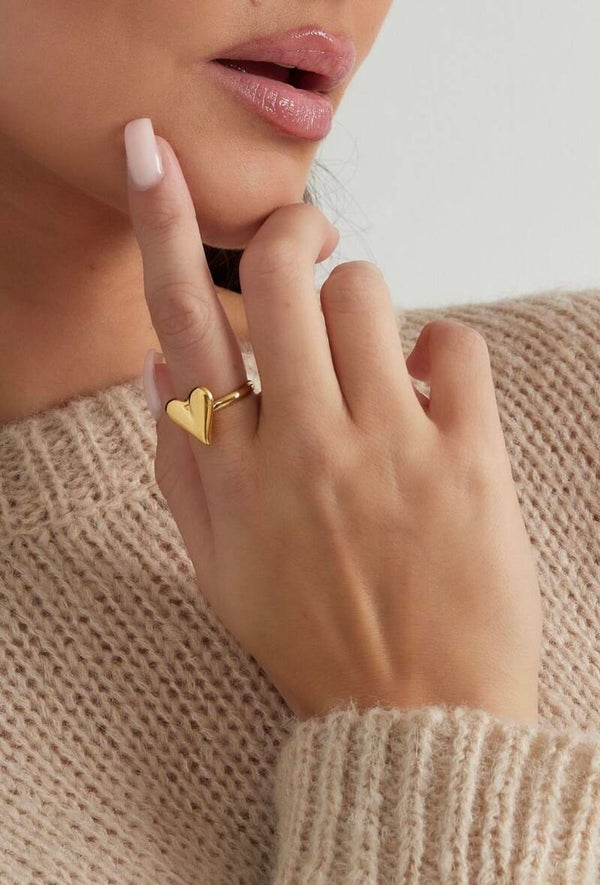 Gouden grote hart ring
