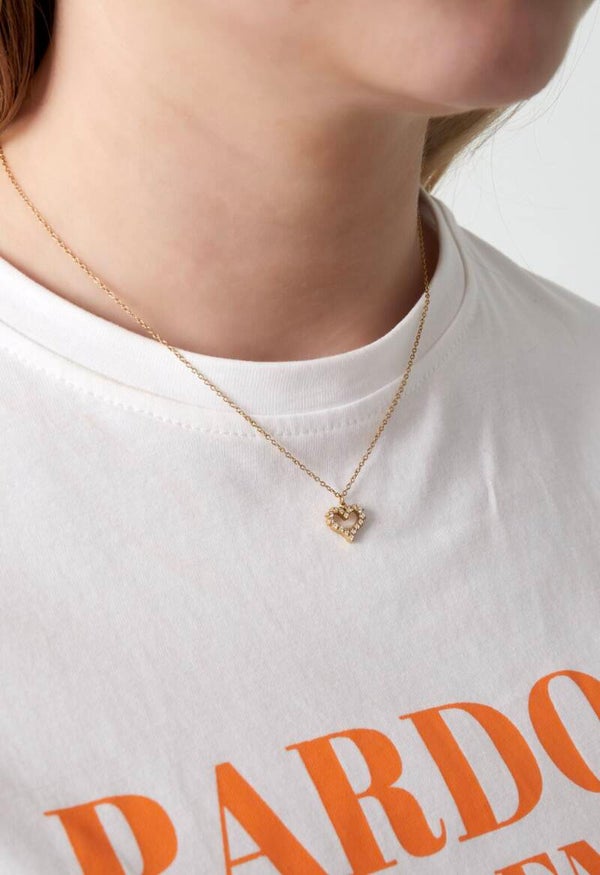 Hart goud diamantjes ketting