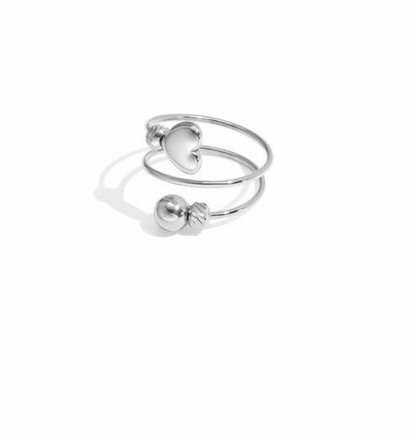 Ring hart zilver dubbel