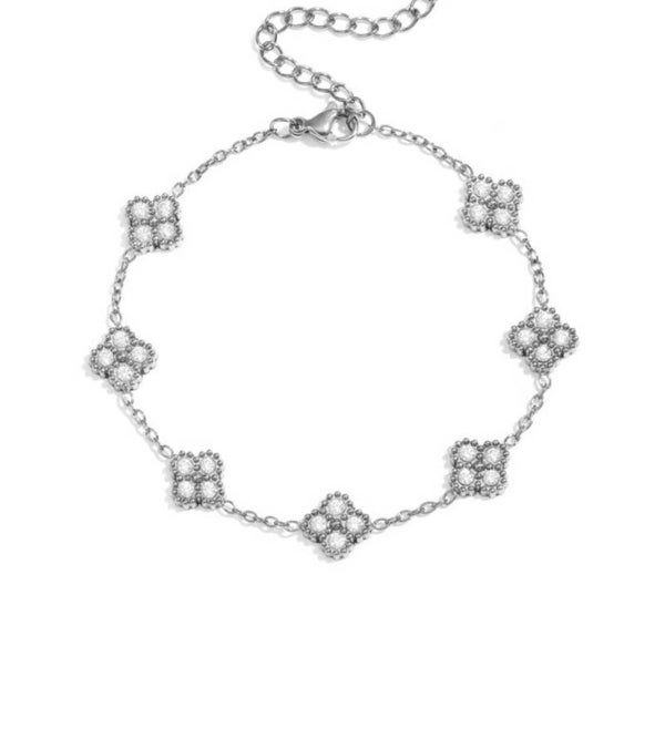 Klaver zilver diamanten armband