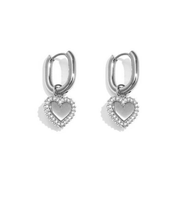 Zilver hart diamantjes hangers