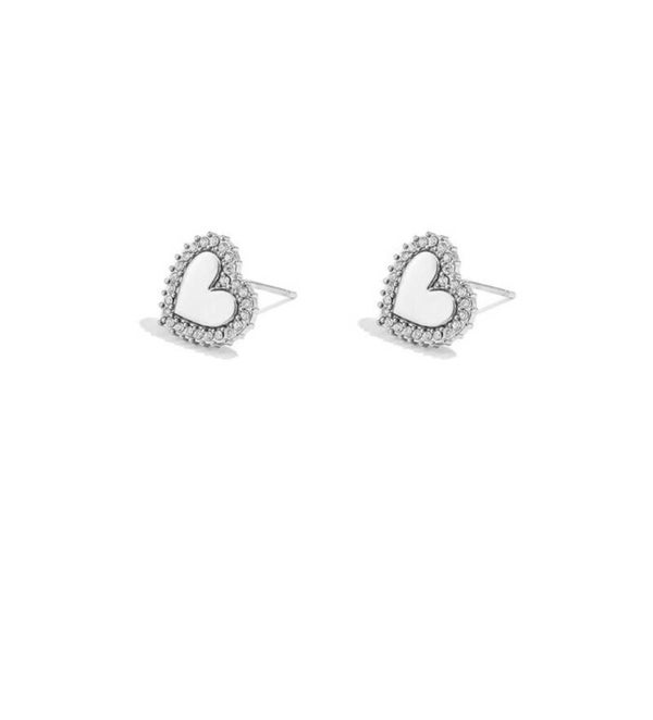 Zilver diamantjes hart knopjes