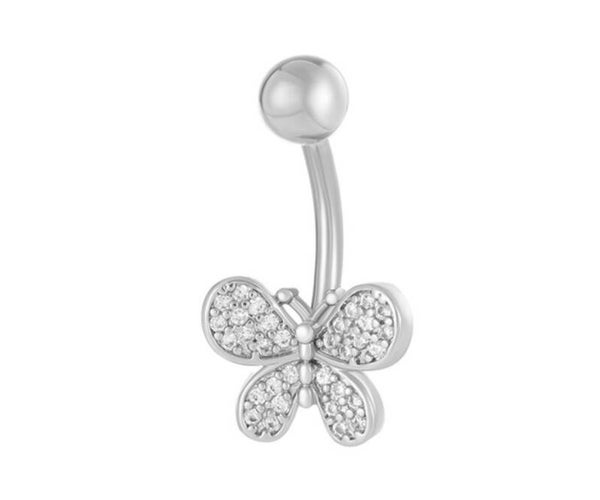 Navelpiercing vlinder zilver
