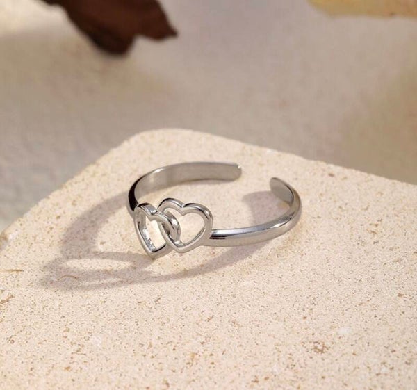 Zilver kleine hartjes ring