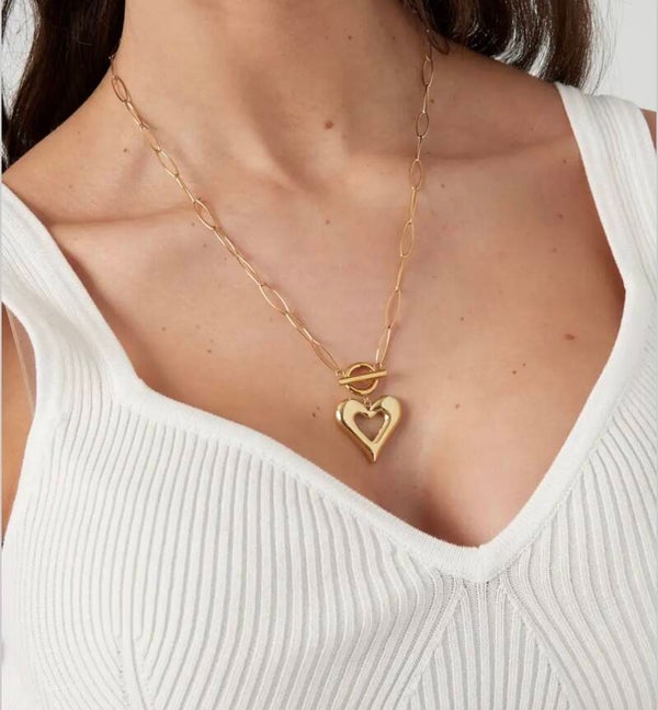 Goud hart schakel ketting
