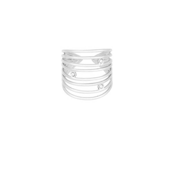 Zilver dubbele ring diamantjes