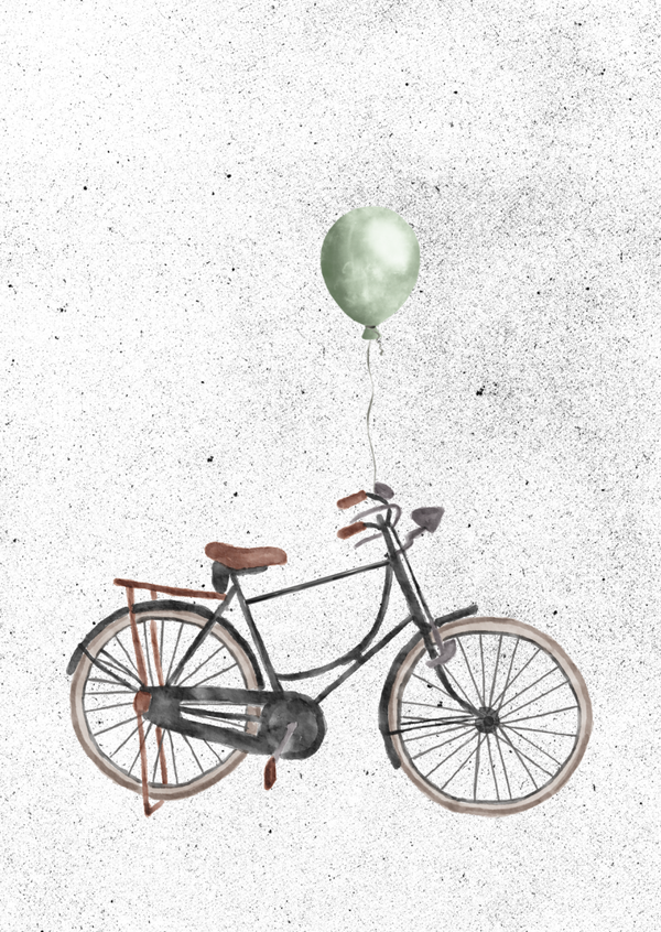 Herenfiets met ballon (blanco)