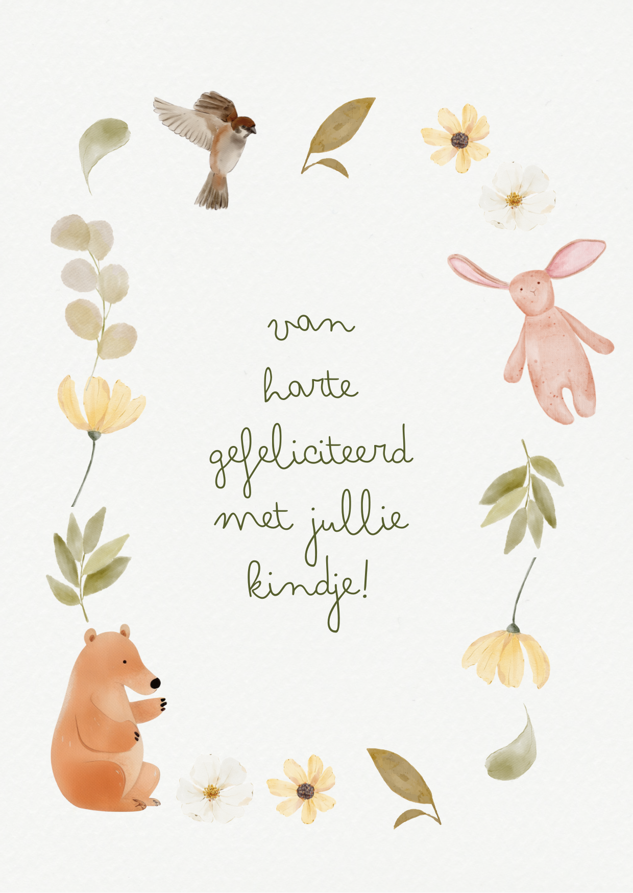 Van harte gefeliciteerd met jullie kindje! (bosdieren)