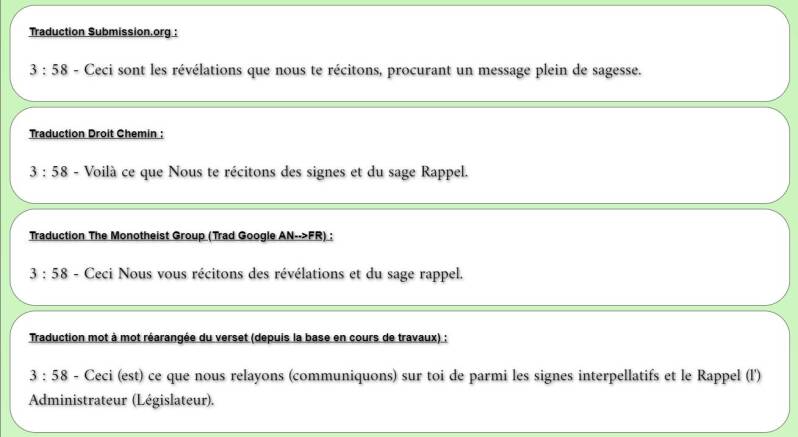 358 comme la Sourate 3 La Famille d'Imran Signe 58
