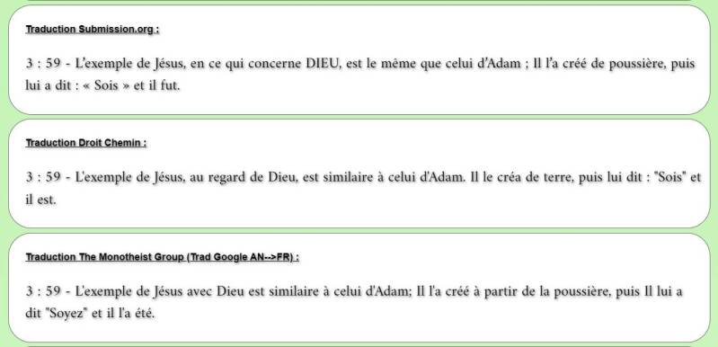 Sourate 3 La Famille d'Imran Signe 59 comme le 359ème jour de l'année à la Saint-Adam