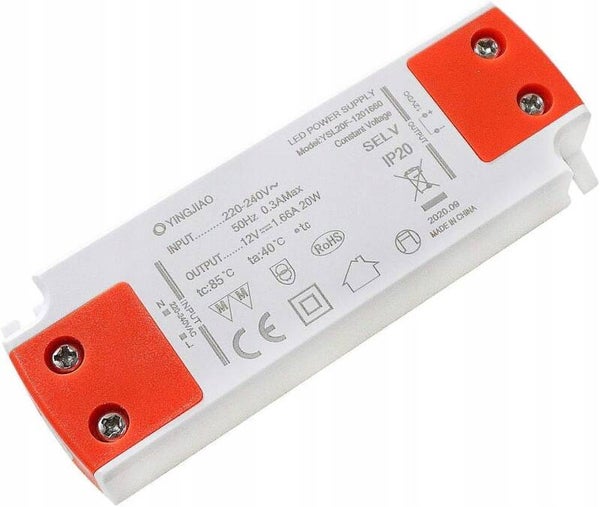 Zasilacz transformator LED dla 12V AC/DC 1,66A 20W do żarówek taśm