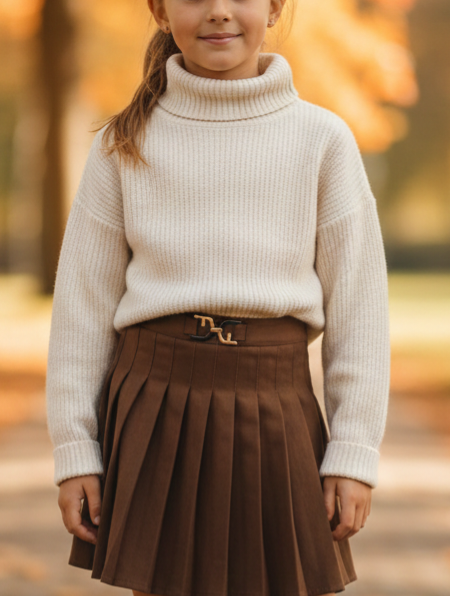 Bruine plissé rok met centeurdetail