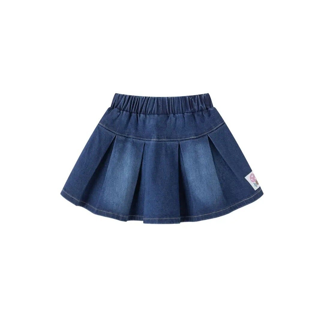 Spijkerrok met plissé en elastische tailleband