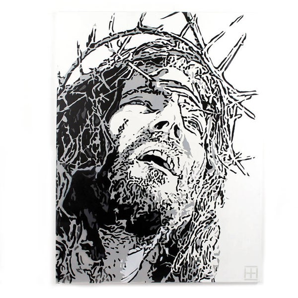They do not know  stencil art op canvas Jezus Christus  Lucas 23:34