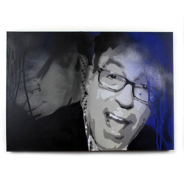 Joost Zwagerman schilderij stencil art Black & Blue 2015