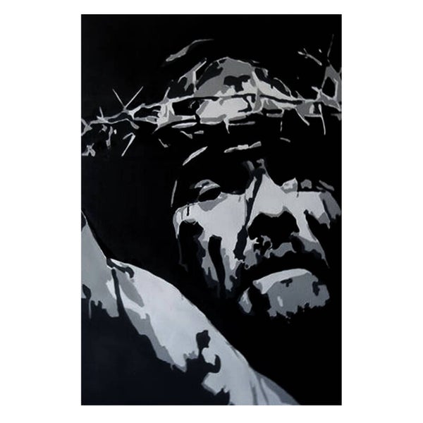 De kruisiging stencil art on canvas Jezus Christus