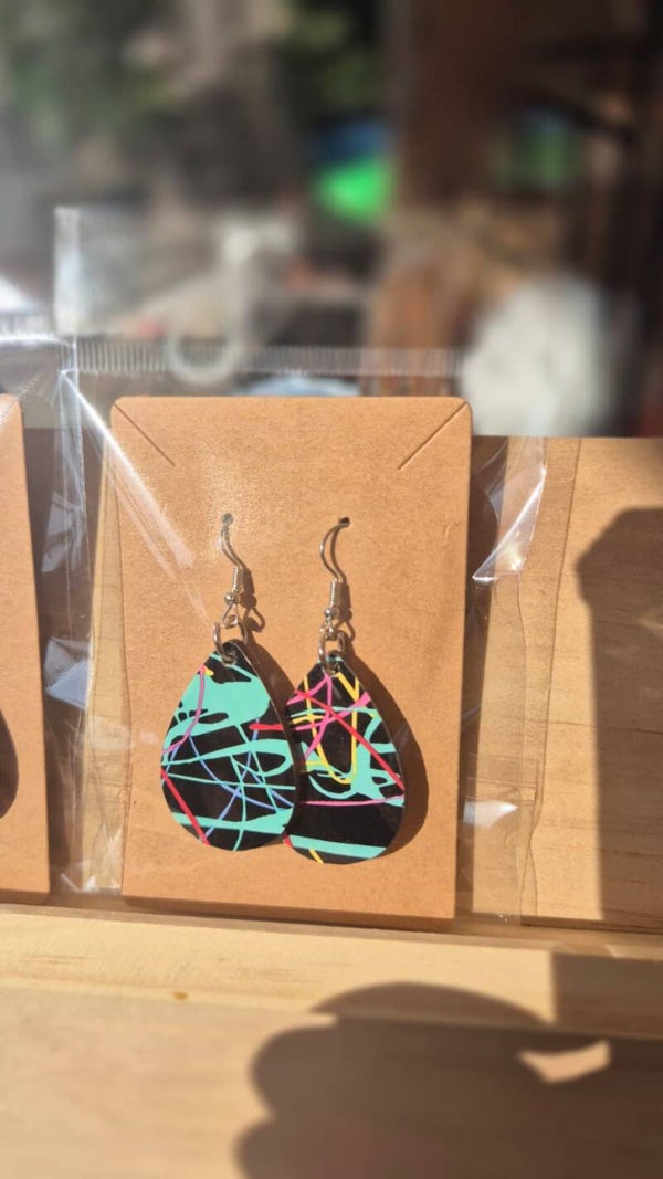 Handbedrukte oorbellen 08