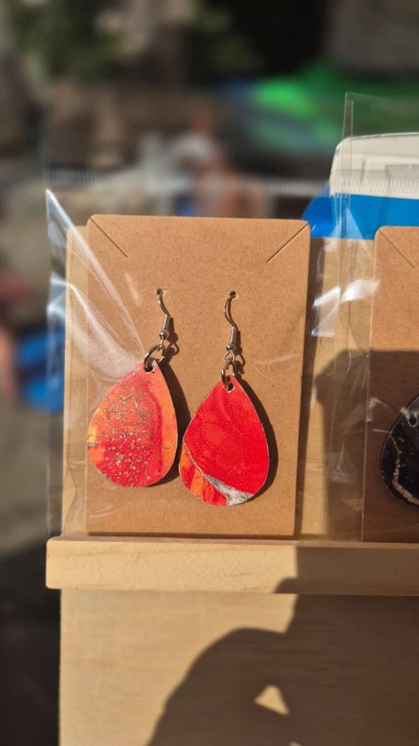 Handbedrukte oorbellen 14