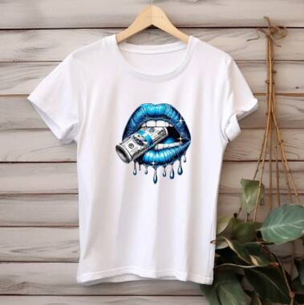 Lippen - blauw T-shirt of sweater