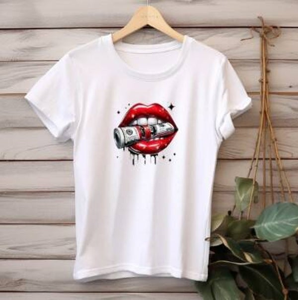 Lippen rood - Geld T-shirt of sweater