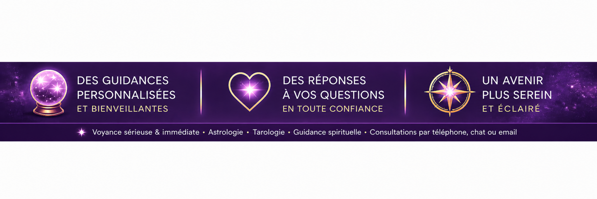 Voyance sérieuse et immédiate, astrologie, tarologie, guidance spirituelle, consultations par téléphone, chat ou mail