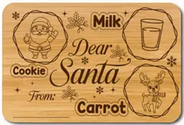 Handmade Dear Santa Christmas Treat Board – Wooden Milk, Cookie & Carrot Board