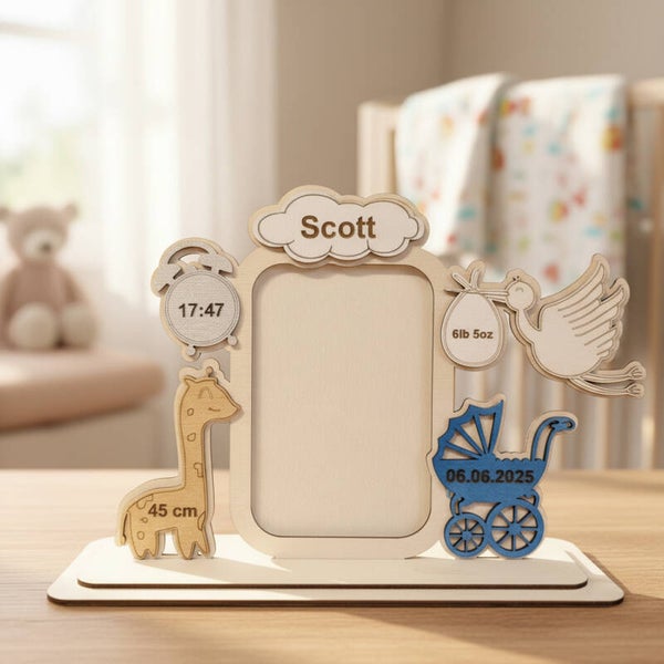 Personalised Wooden Birth Photo Frame