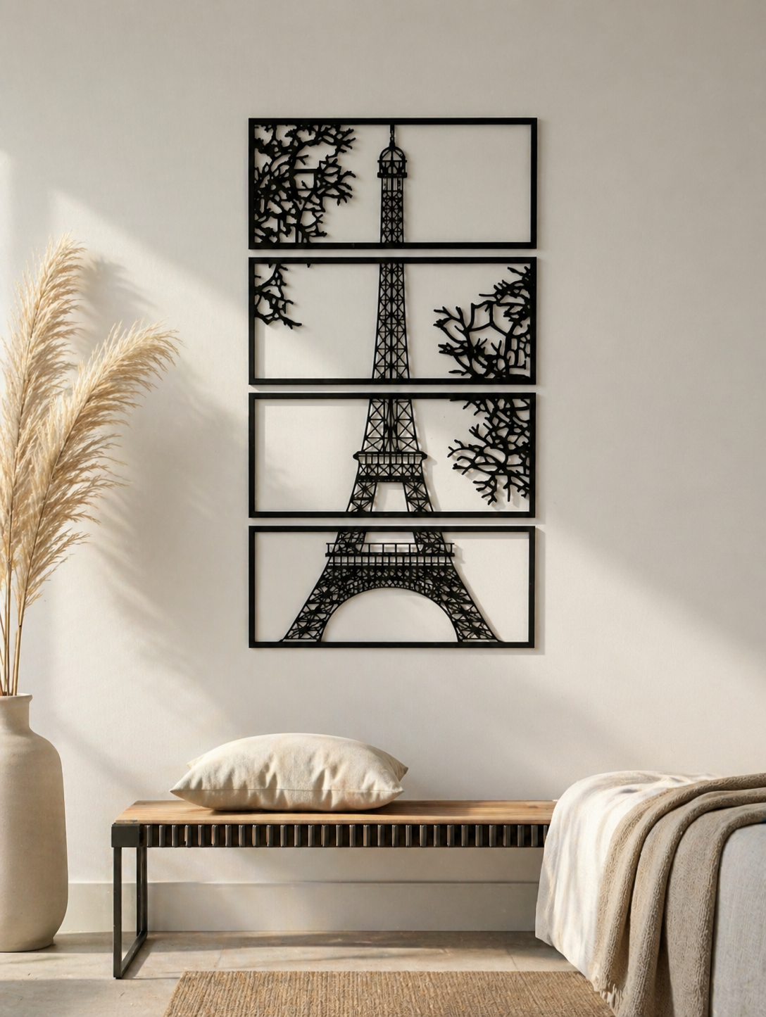 Eiffel Tower 4-Panel Wooden Wall Art