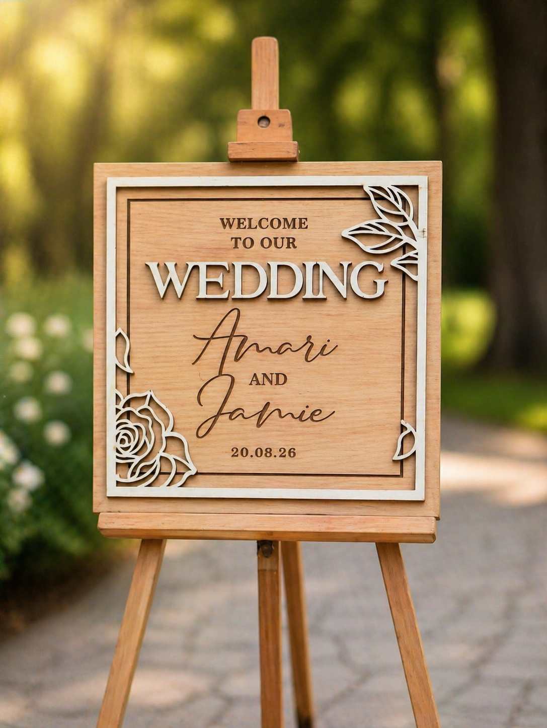 Personalised Wooden Wedding Welcome Sign