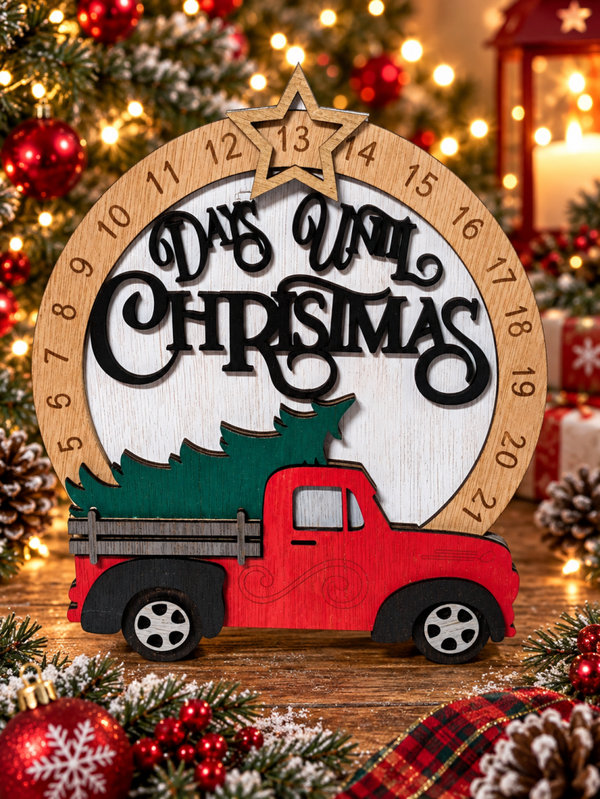 Rustic Wooden Days Until Christmas Countdown Sign