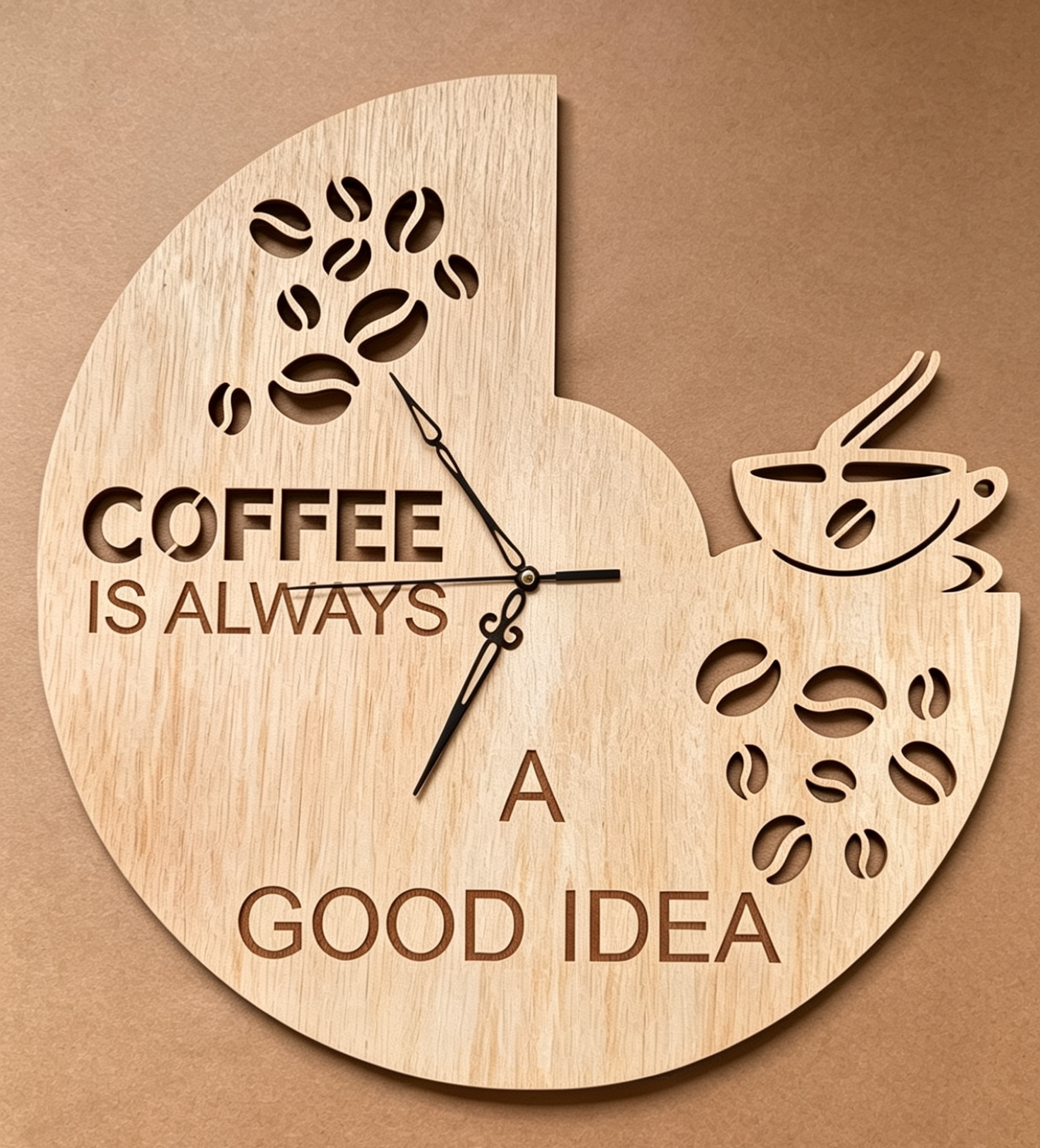 Coffee Themed Wall Clock