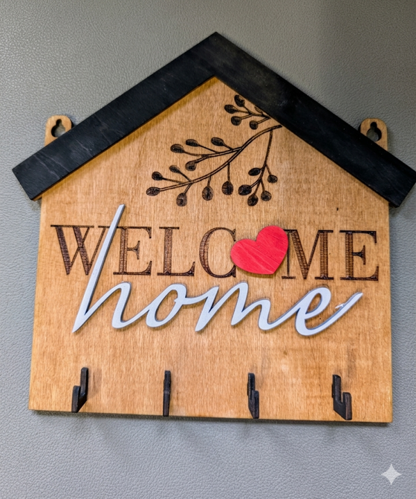 Welcome Home Wooden Key Holder