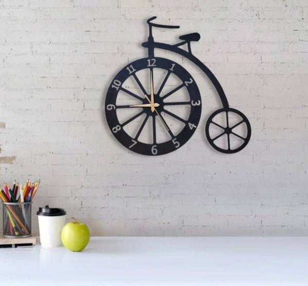 Black Penny Farthing Bicycle Wall Clock – Unique Vintage Industrial Home Décor