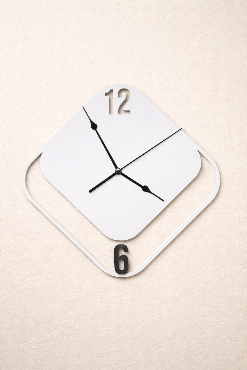 Modern Geometric White Wall Clock – Unique Diamond Design Contemporary Home Décor