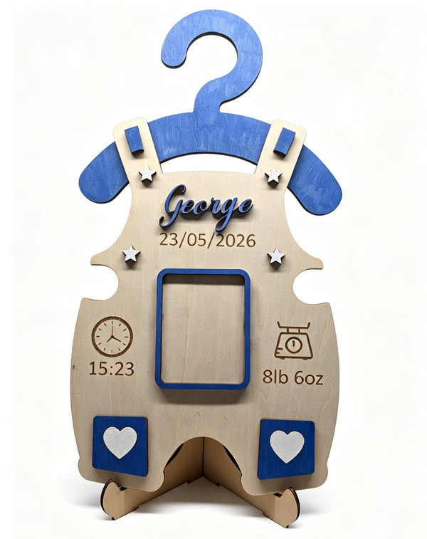 Handcrafted wooden birth keepsake plaque