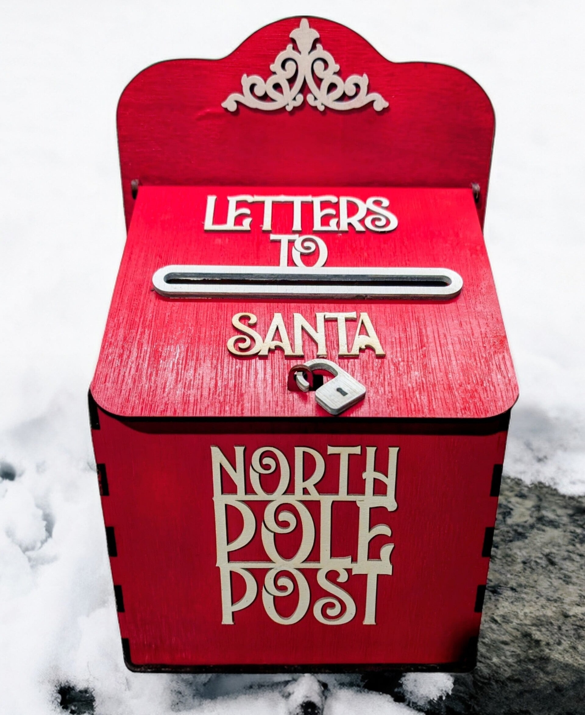 North Pole Post – Letters to Santa Wooden Mailbox