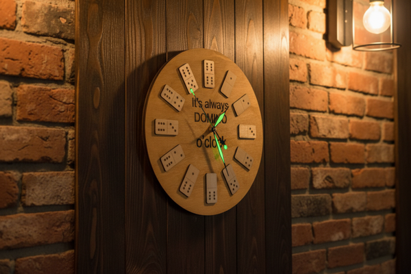 Domino Themed Wooden Wall Clock