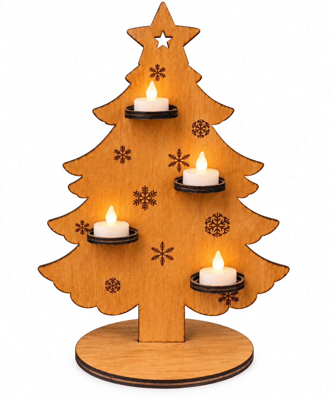 Wooden Christmas Tree Tealight Holder – Laser Cut Festive Candle Decoration