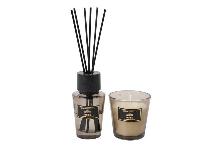 Cadeauset Geurstokje en Geurkaars vk No.55 antraciet-100ML