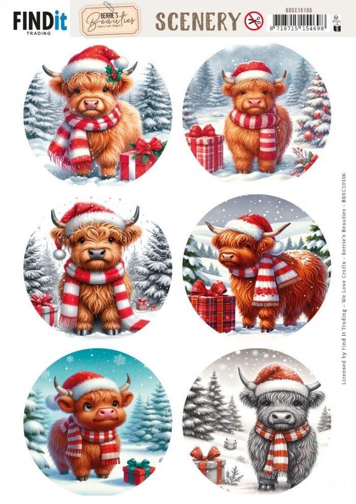 Scenery push-out - Berries Beauties - Festive cows - round