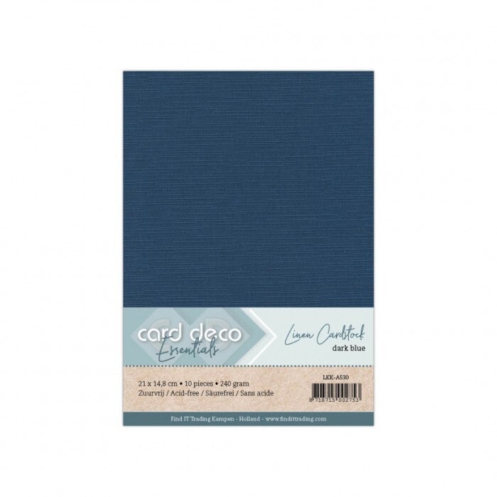 Card deco linnenkarton dark blue