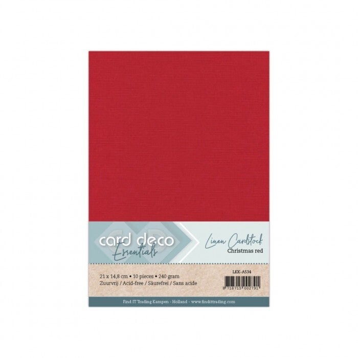 Card deco linnenkarton christmas red