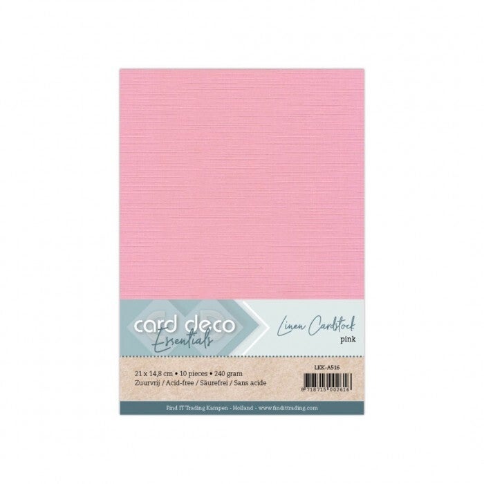 Card deco linnenkarton pink