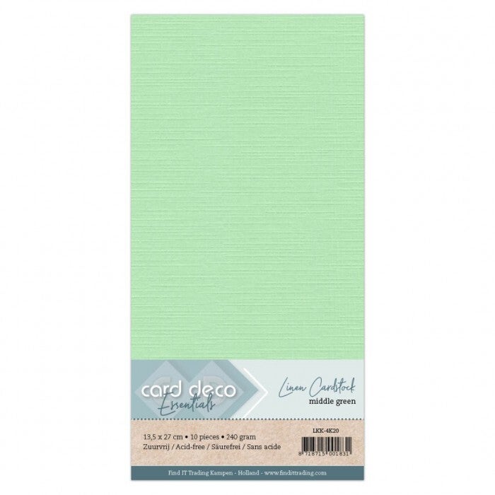 Card deco linnenkarton middle green