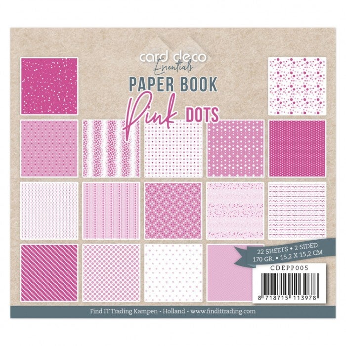 Card deco paperbook pink dots