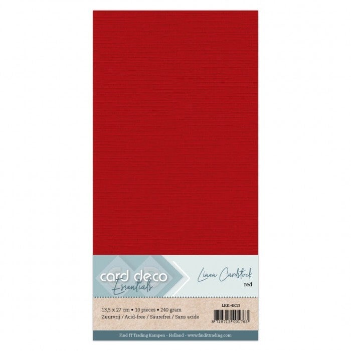 Card deco linnenkarton red