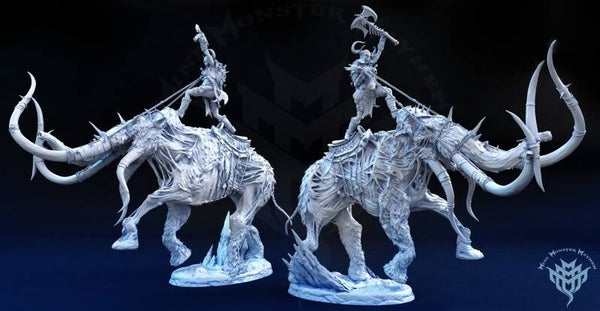 Undead mammoth and frost giant rider - Frozen wasteland