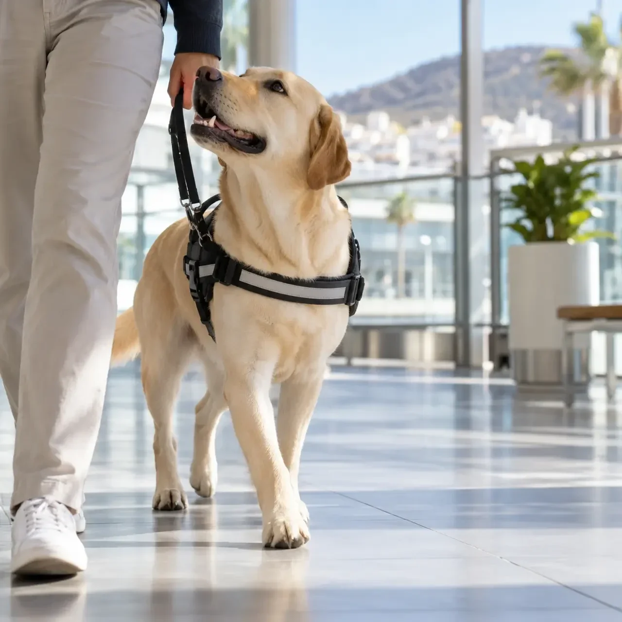 Perro de asistencia junto a una persona