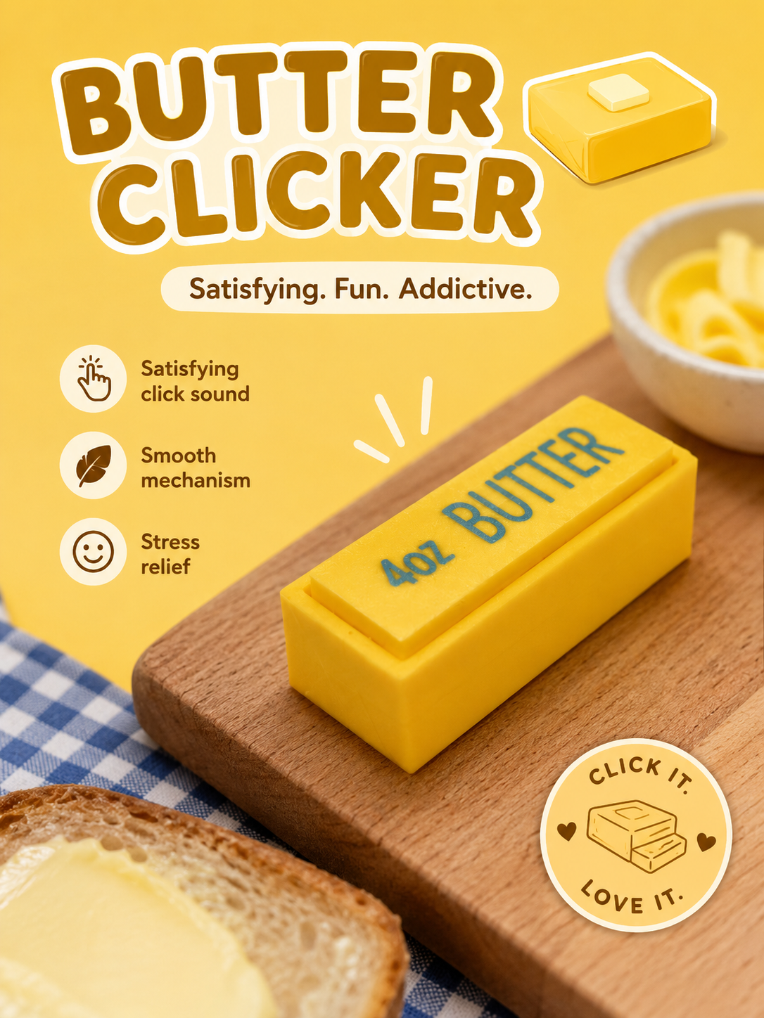 Butter Clicker 5 cm | 3D-geprinte Fidget